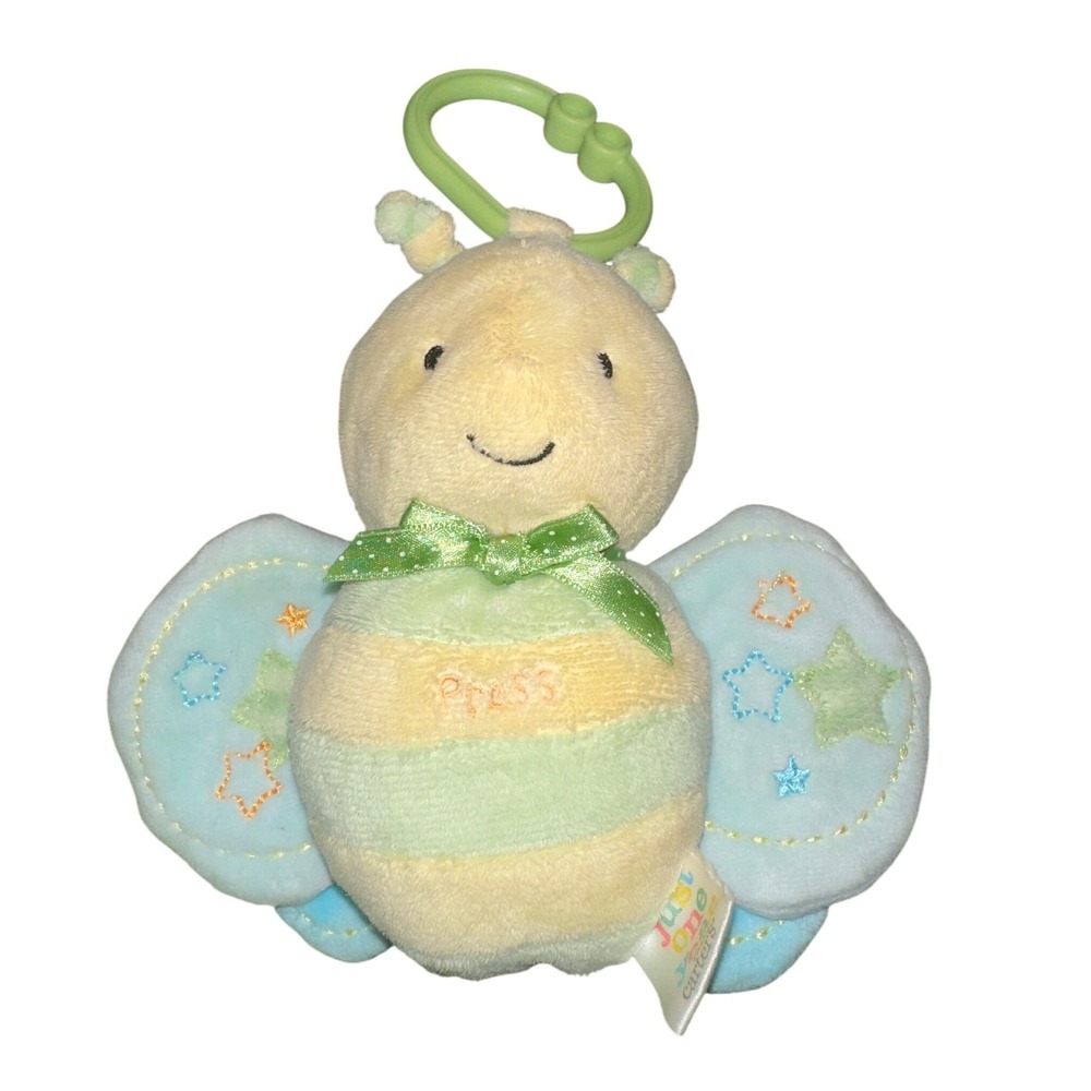 Carters Just One Year Plush Butterfly Bug Hanging Baby Toy Blue Crinkle Wings